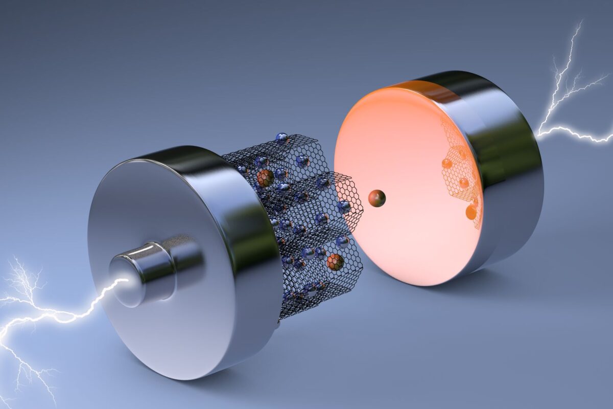 A graphic of a silver cylinder with electricity shooting out 