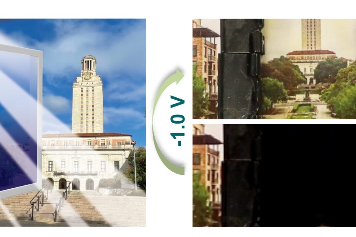 A few UT tower and campus images are juxtaposed with figures that indicate a rotation negative 1 V and a black space.